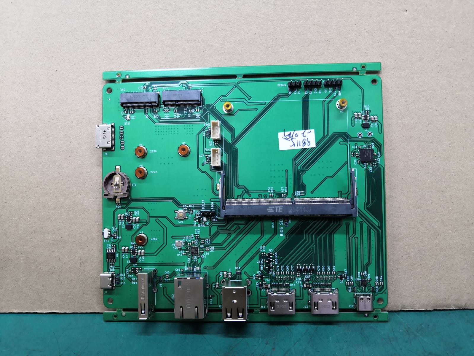Core prototype on the workbench, build progress photo 2